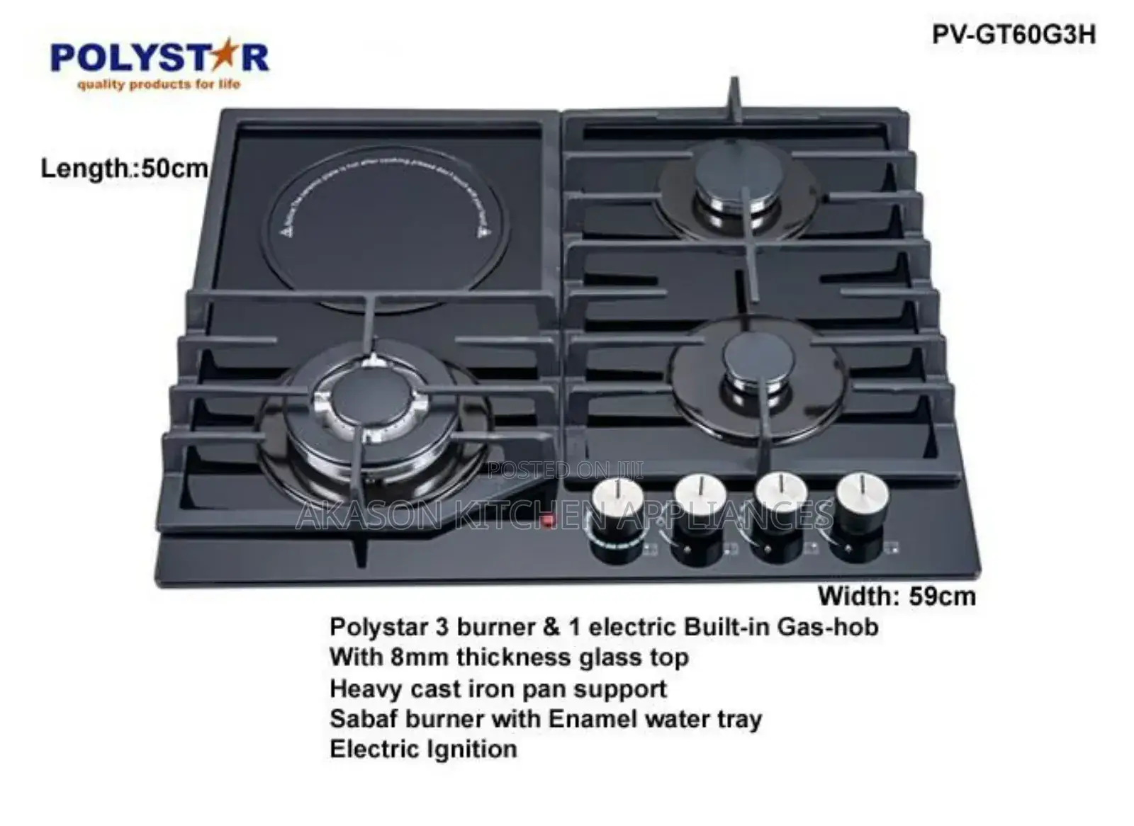 3 + 1 Polystar Inbuilt Gas Cooker