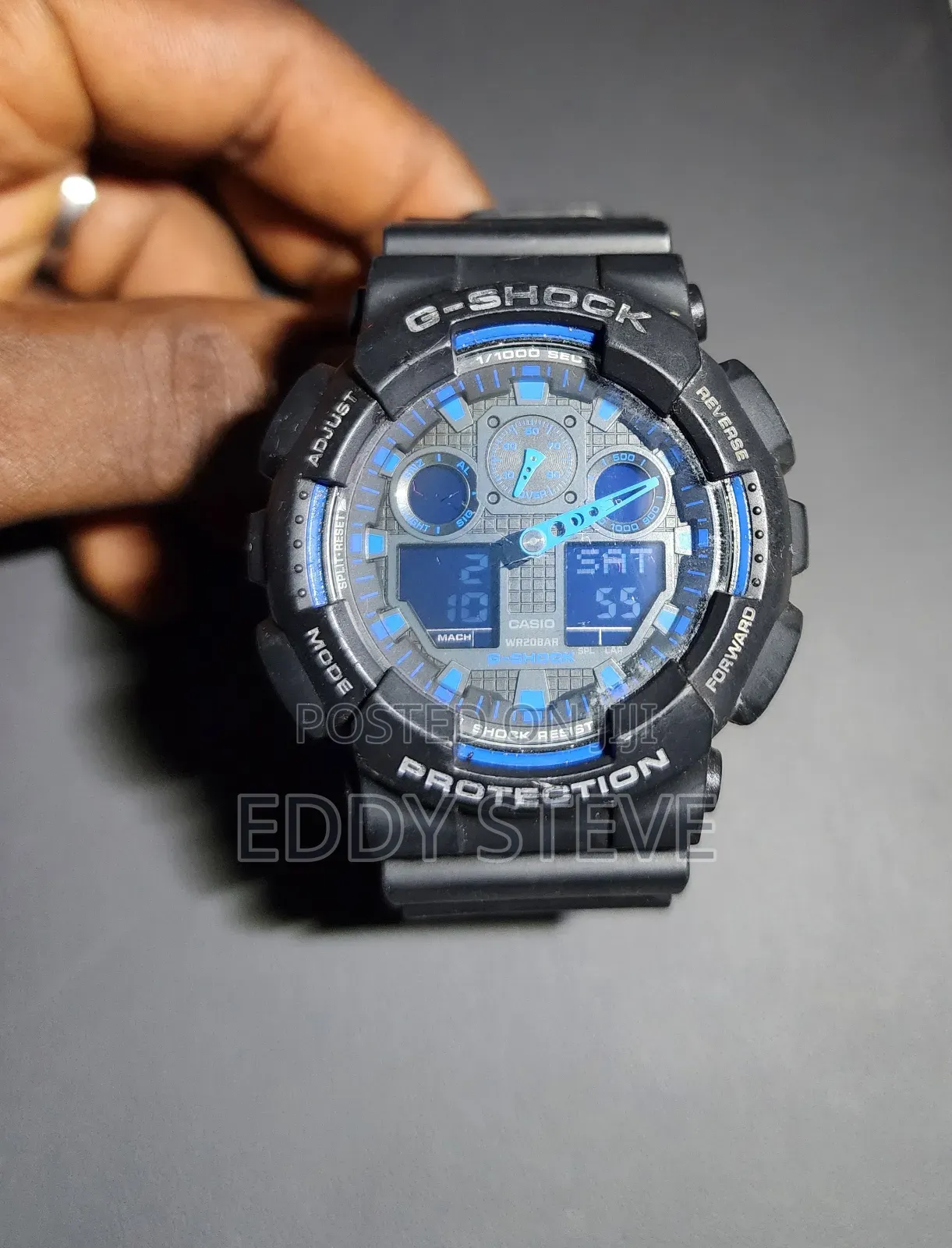 Casio G-Shock Ga-100-1a2 Blue Analog Digital Black Resin Men's Watch