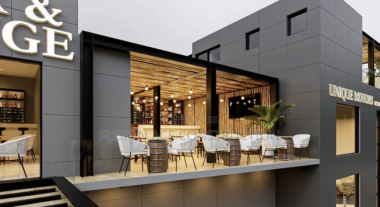 Outdoor Roof With Glass and Alucoboard Wall Cladding