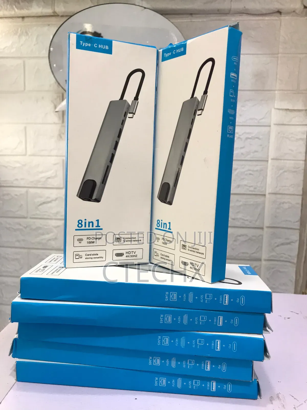 Usb C Hub Ethernet,8 in 1 Type C Hub Dongle With HDTV at 30hz