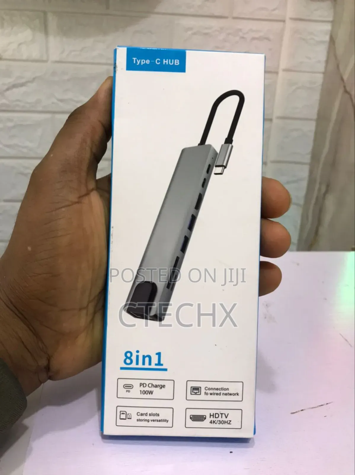 Usb C Hub Ethernet,8 in 1 Type C Hub Dongle With HDTV at 30hz