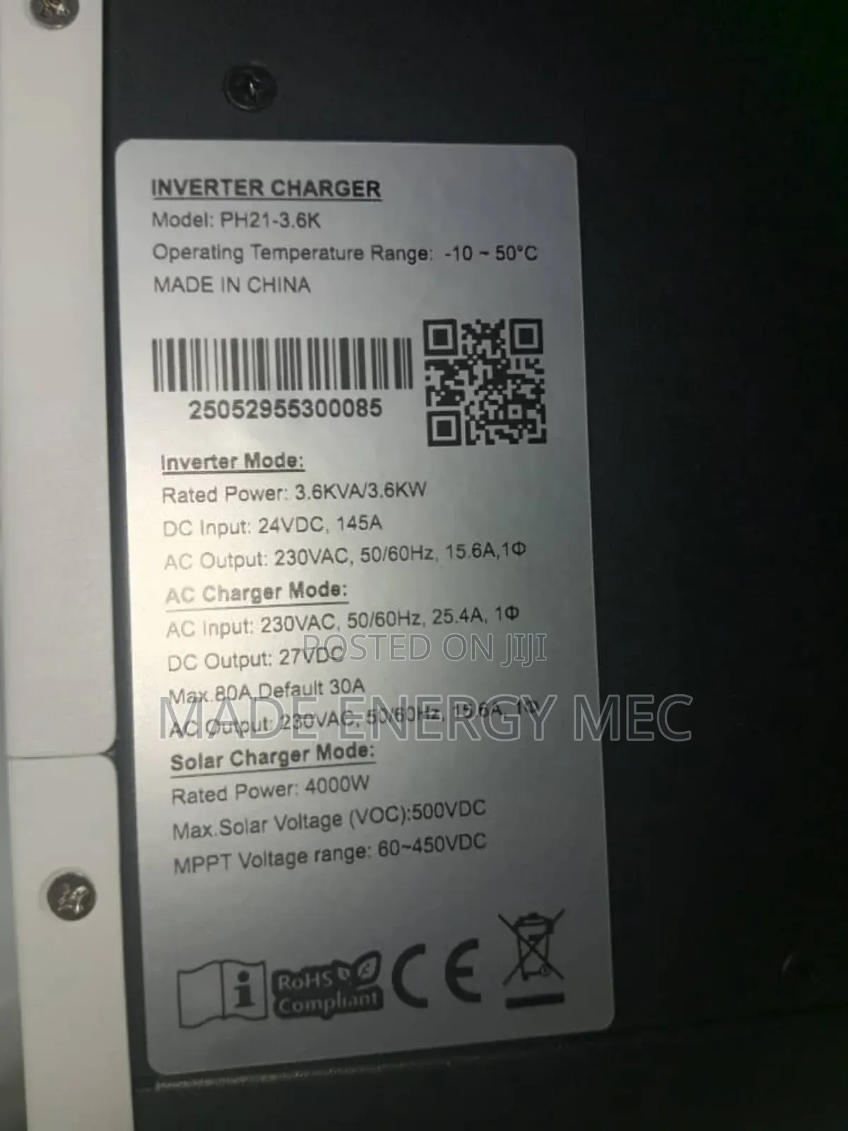 Cola Hybrid Inverter 3.5kva 24v