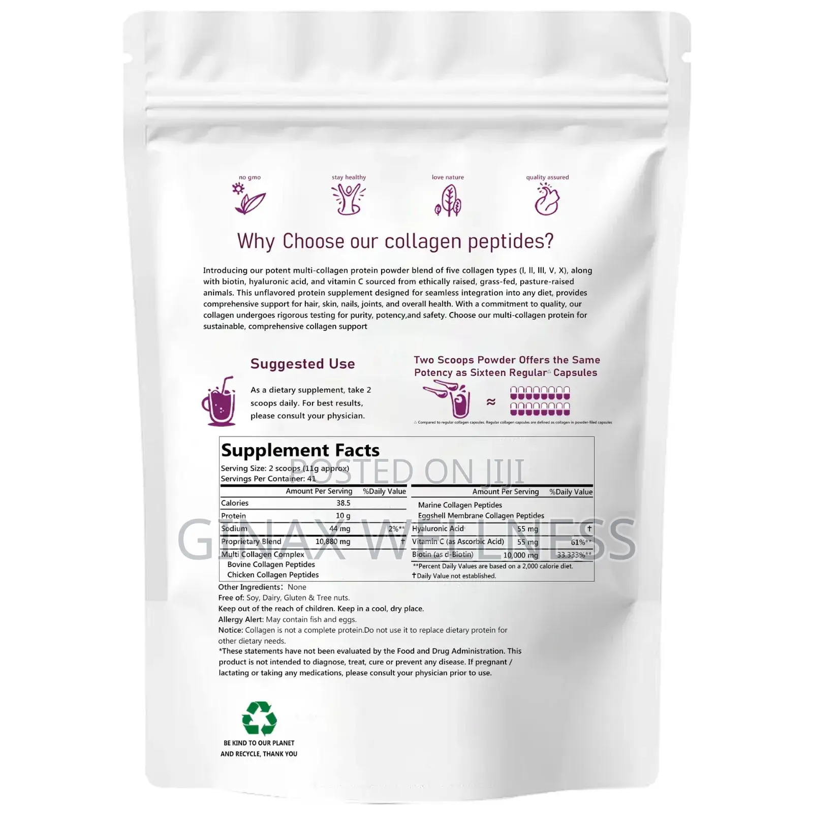 Multi-Collagen Peptides Powder With Biotin and Vitamin C (454g Size)