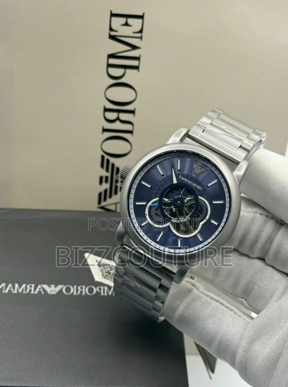 Original Emporio Armani Silver Stainless Steel, Mechanical Watch