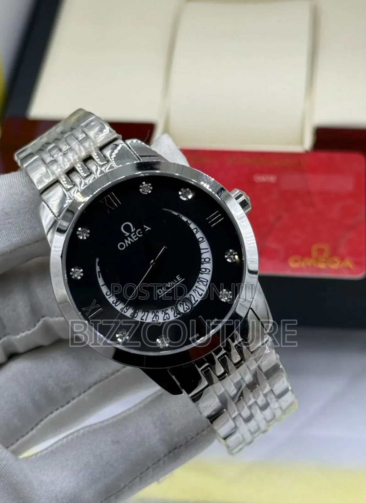 Original Omega Silver Stainless Steel, Calendar Watch