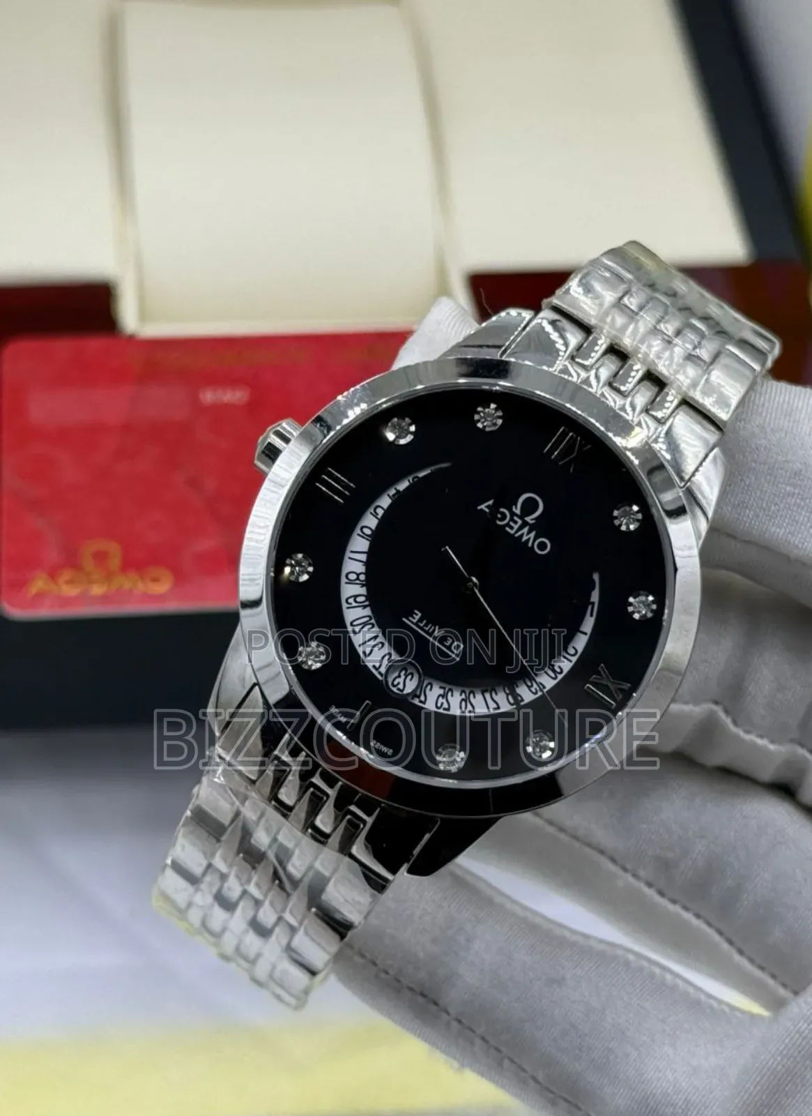 Original Omega Silver Stainless Steel, Calendar Watch