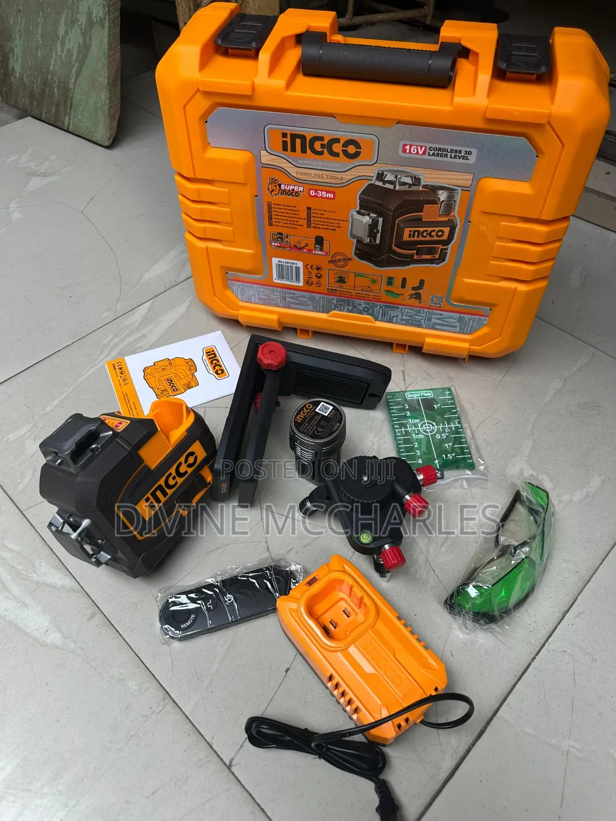 Ingco 16v Cordless 3d Laser Level, Model Hll301201