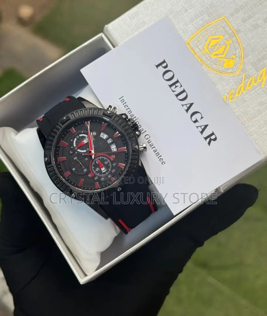 Poedagar Quality Men Rubber Strap Wristwatch