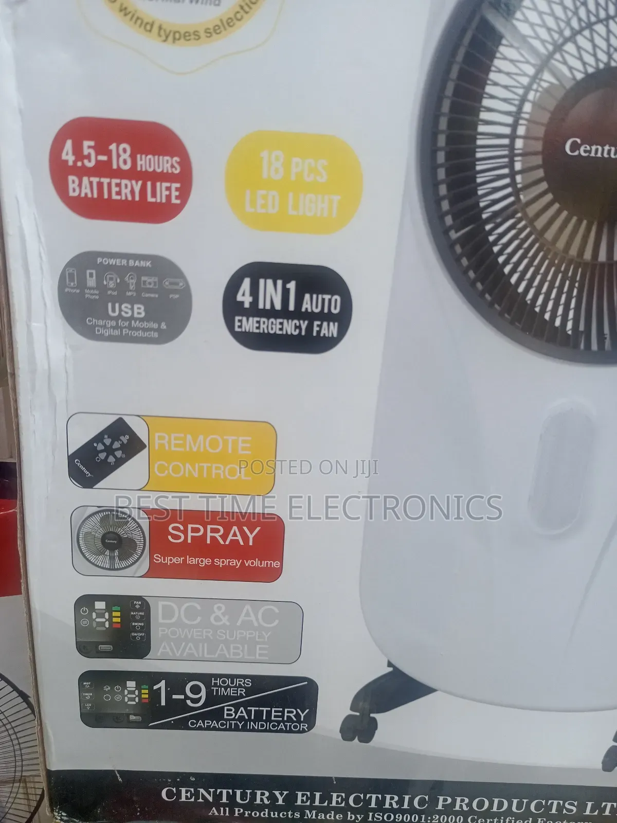 Century Evaporative Mist Rechargeable Fan