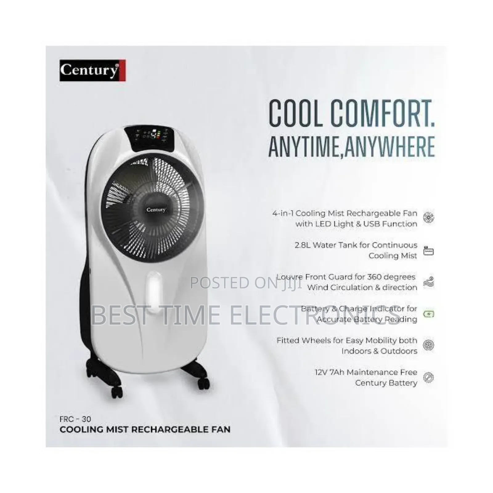 Century Evaporative Mist Rechargeable Fan