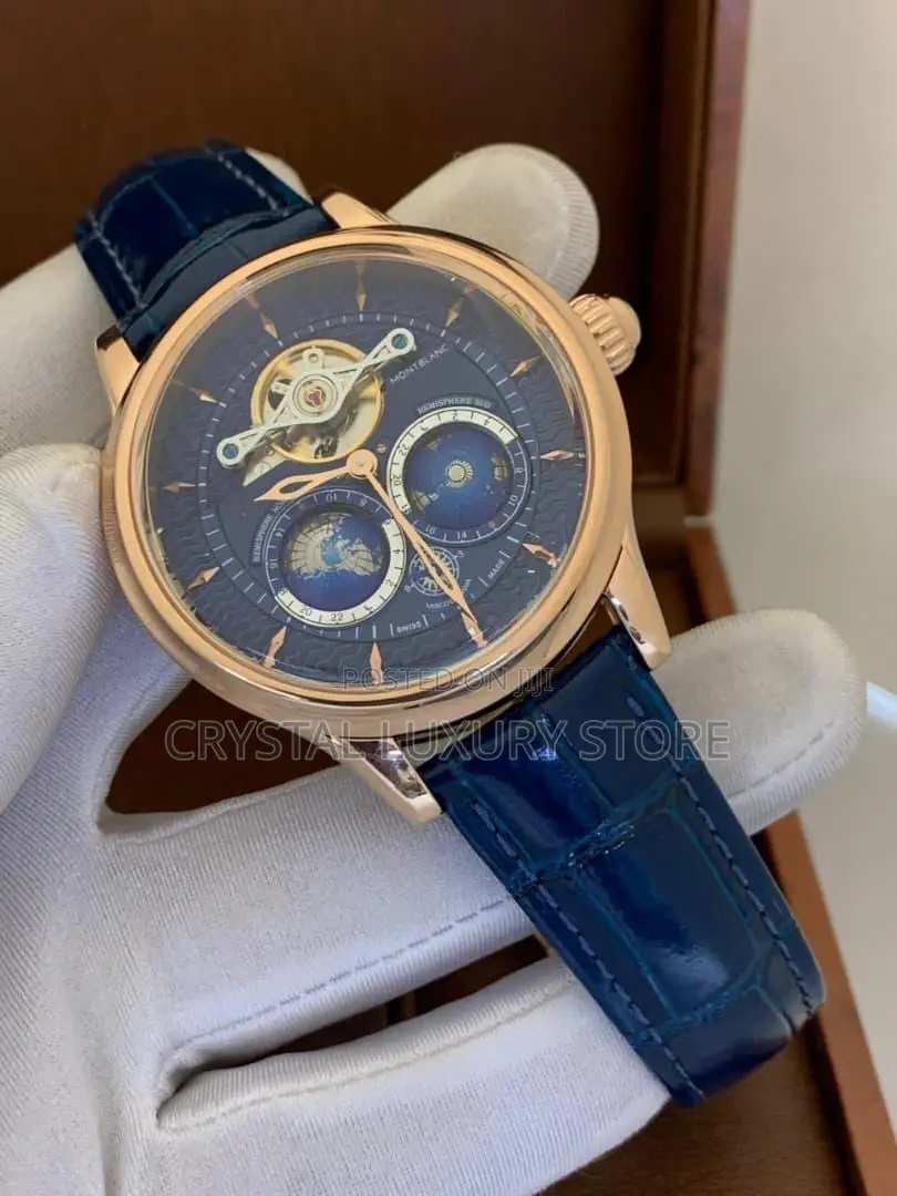 Mont Blanc Quality Luxury Men Genuine Leather Wristwatch