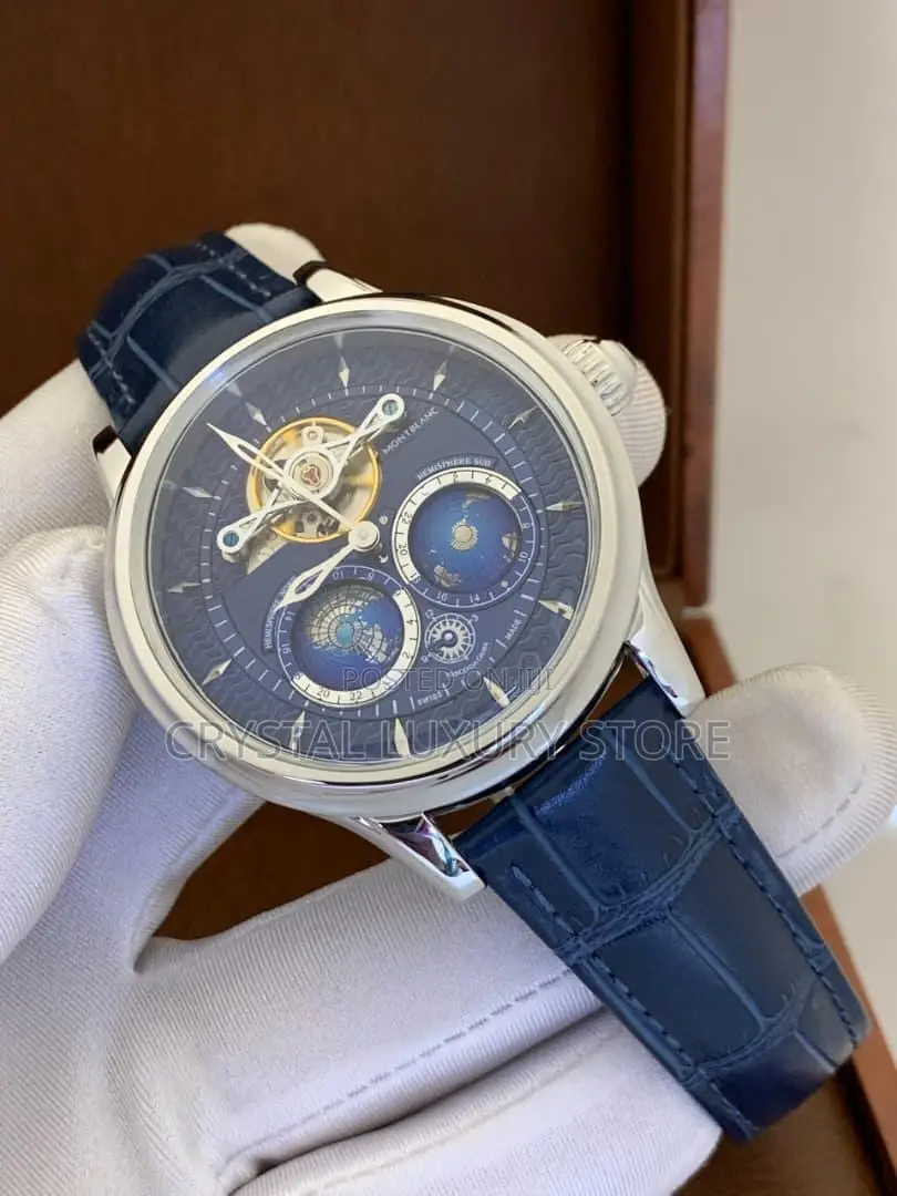 Mont Blanc Quality Luxury Men Genuine Leather Wristwatch