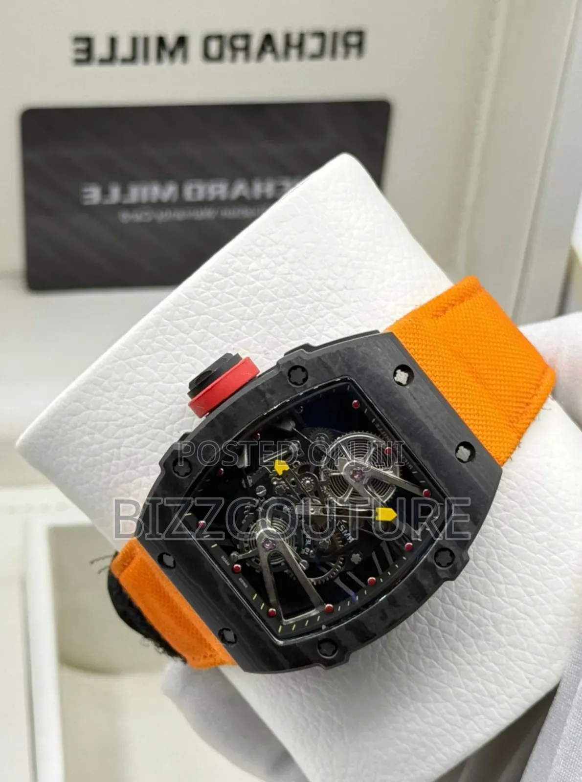 Original Richard Mille Orange Faux Leather Strap, Mechanical Watch