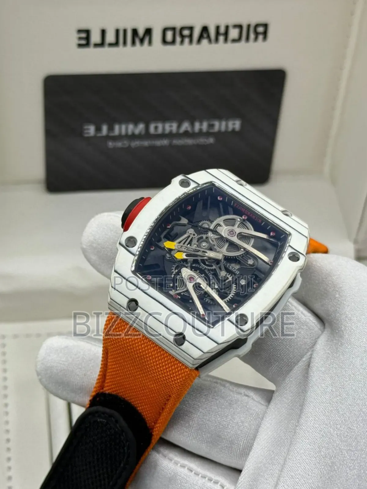 Original Richard Mille Orange Faux Leather, Mechanical Watch