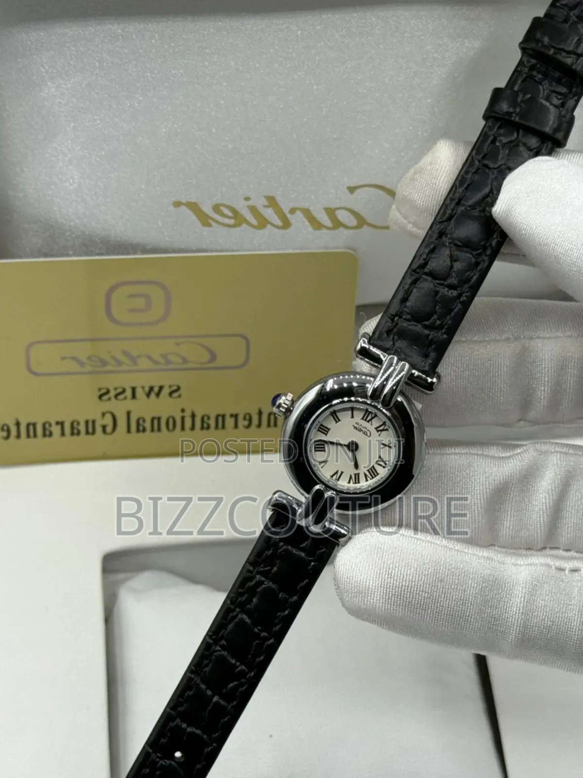 Original Cartier Black Genuine Leather Women's Watch in Store