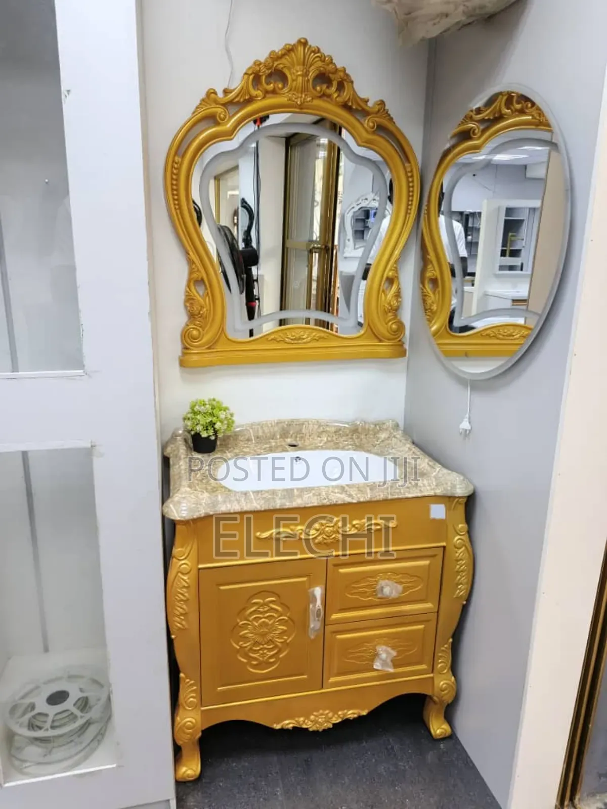 Royal Gold Cabinet Basin With Led Mirror