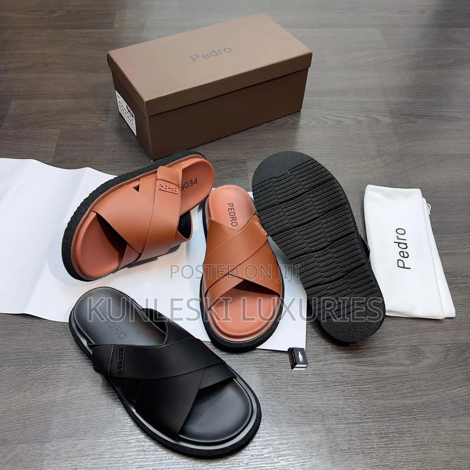 Original Pedro Cross Leather Slippers for Men