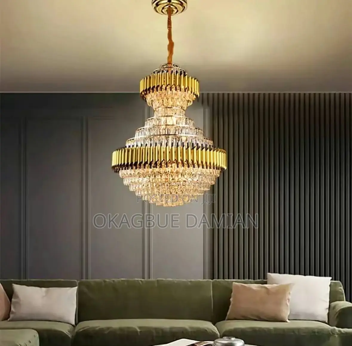 Pure Made Crystal Chandelier Black/Gold