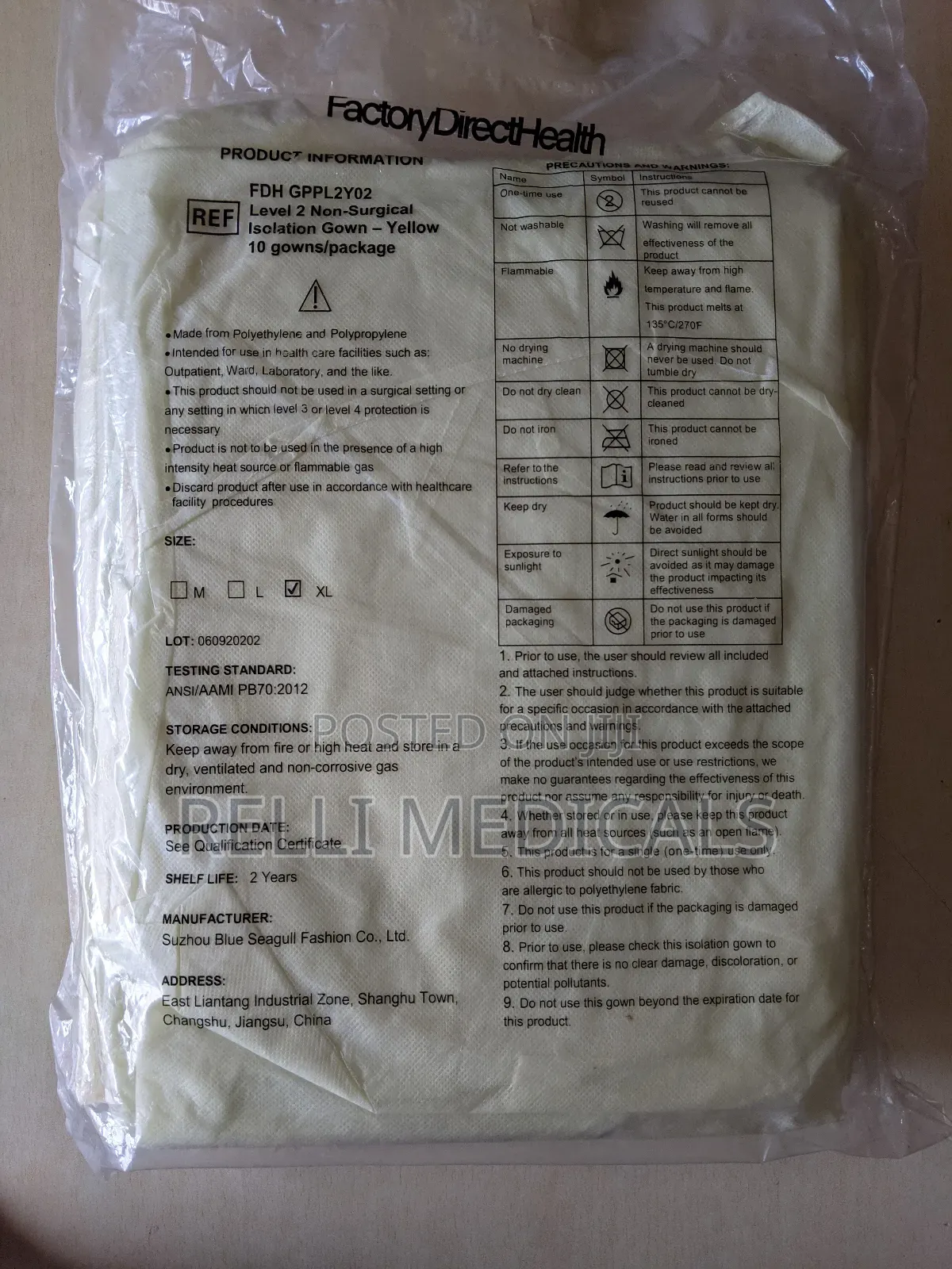 Isolation Gown Blue and Yellow (Pack of 10)