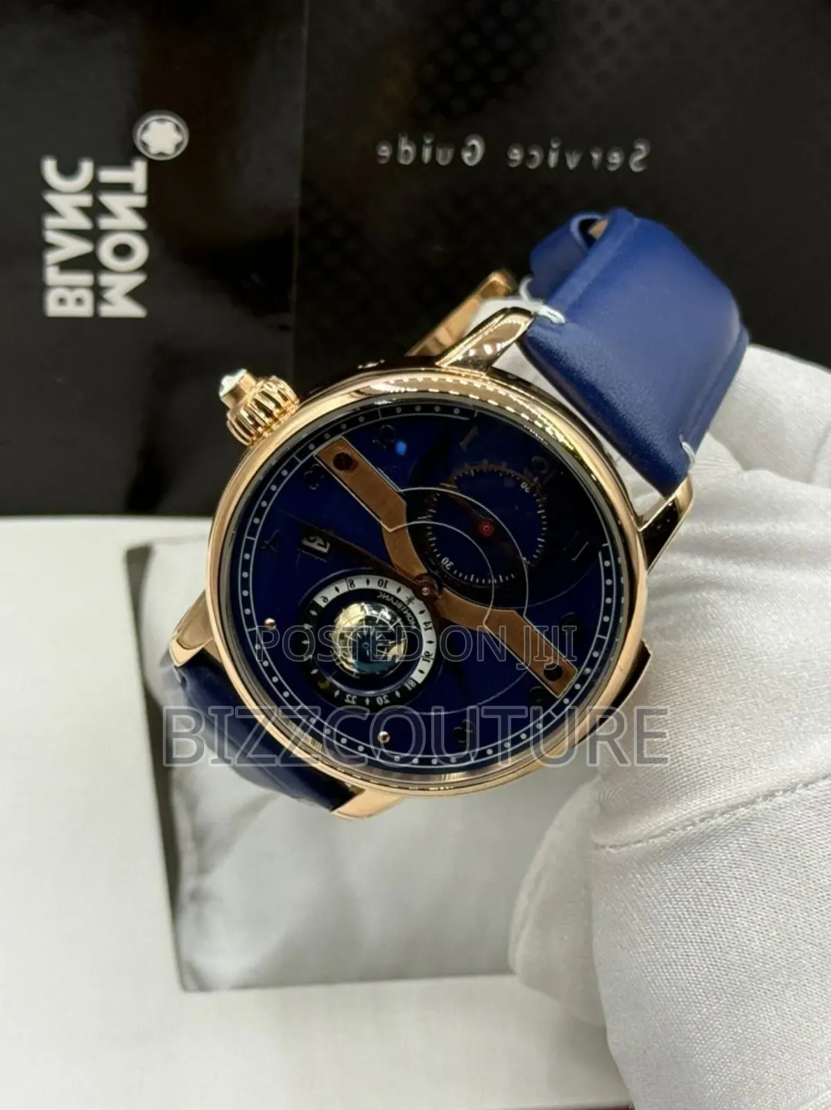 Original Mont Blanc Blue Genuine Leather Strap, Mechanical Watch