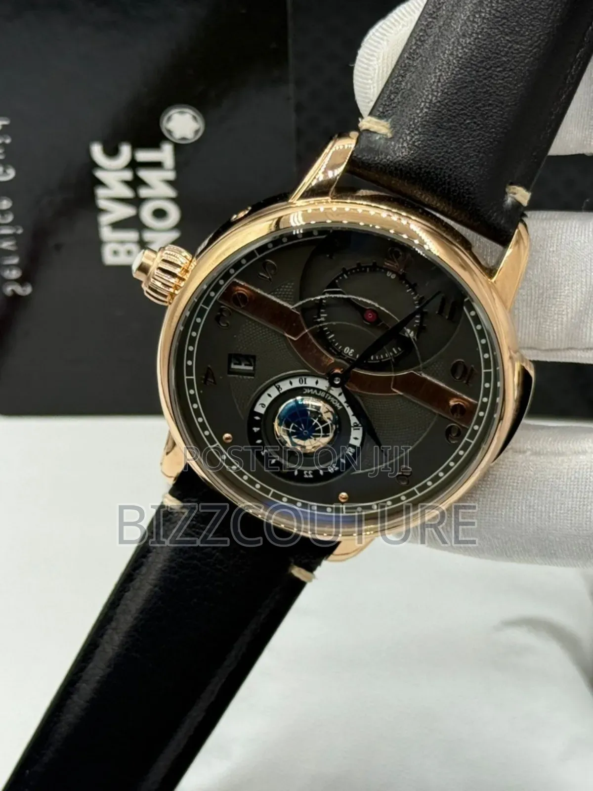 Original Mont Blanc Black Genuine Leather Strap Watch