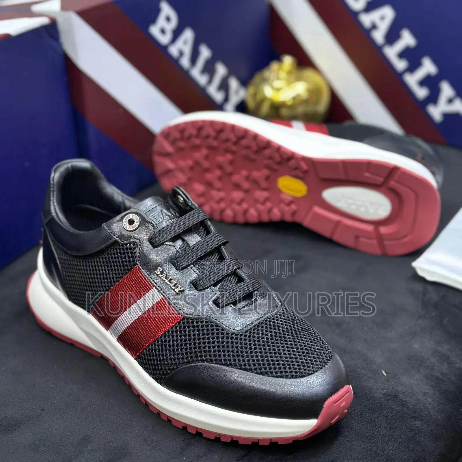 Original Bally Men Black Leather Sneakers