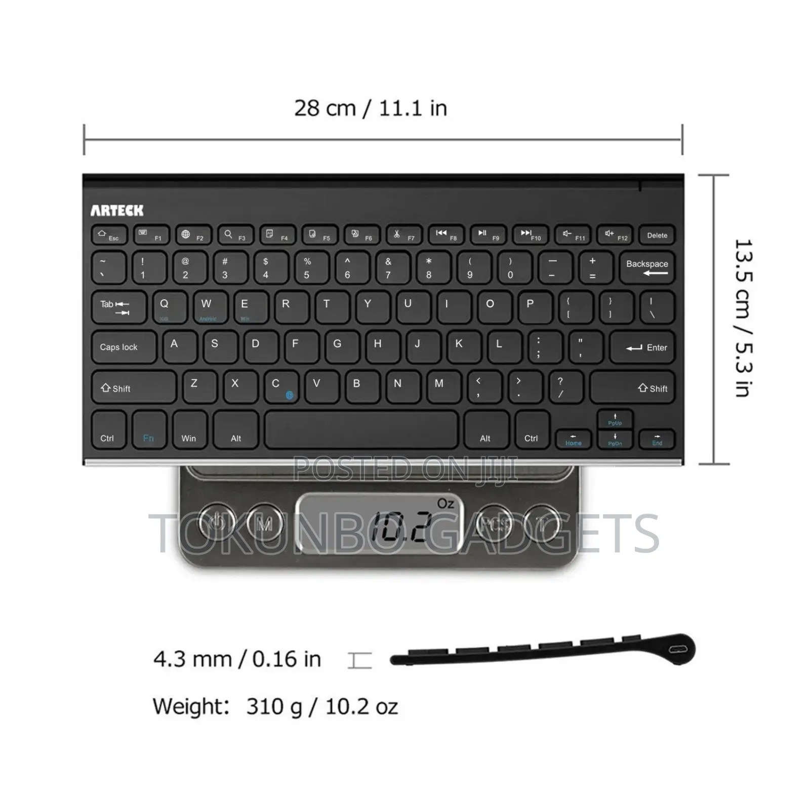 Arteck Hb086 Water-Proof, Dust-Proof/Rechargeable Bluetooth Keyboard
