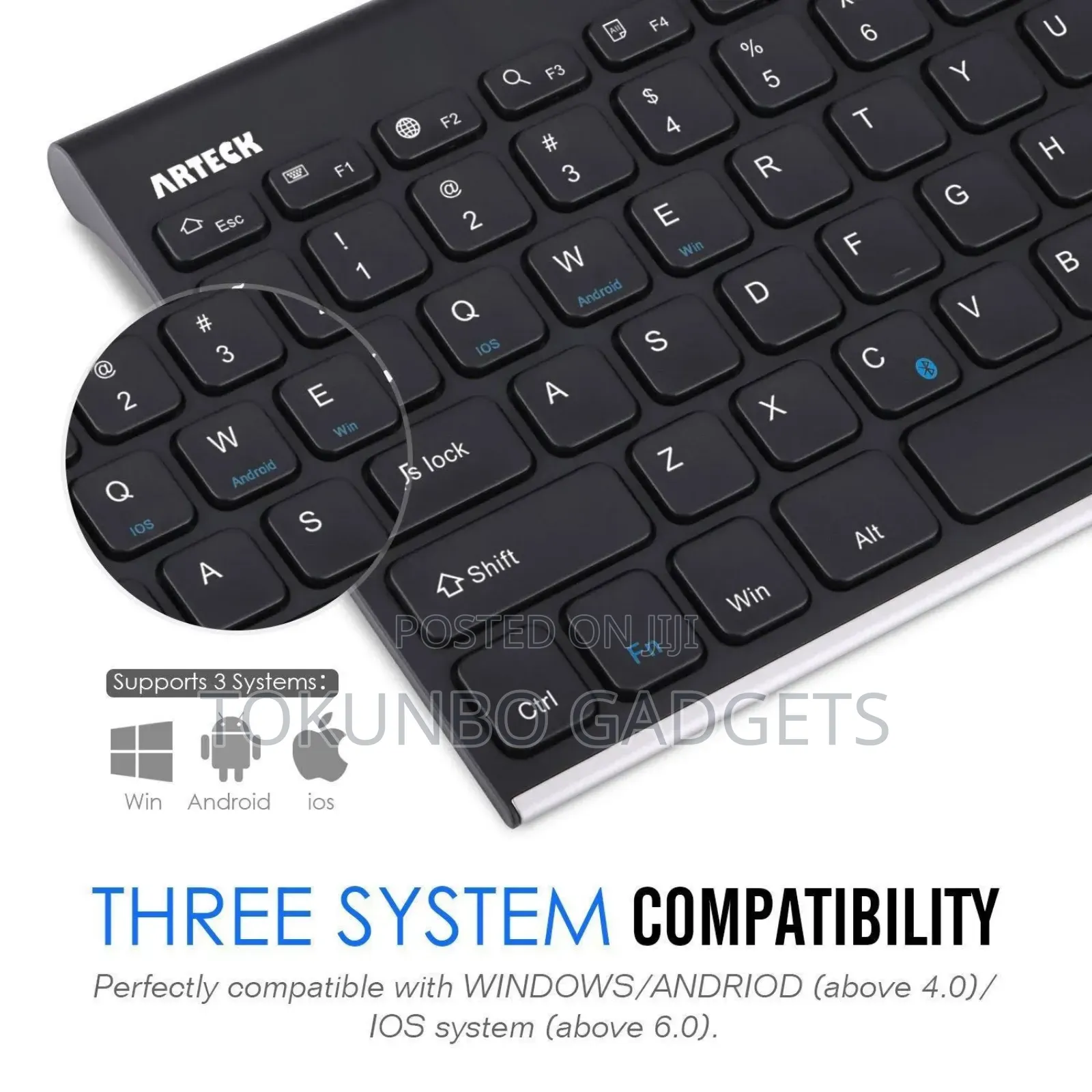 Arteck Hb086 Water-Proof, Dust-Proof/Rechargeable Bluetooth Keyboard