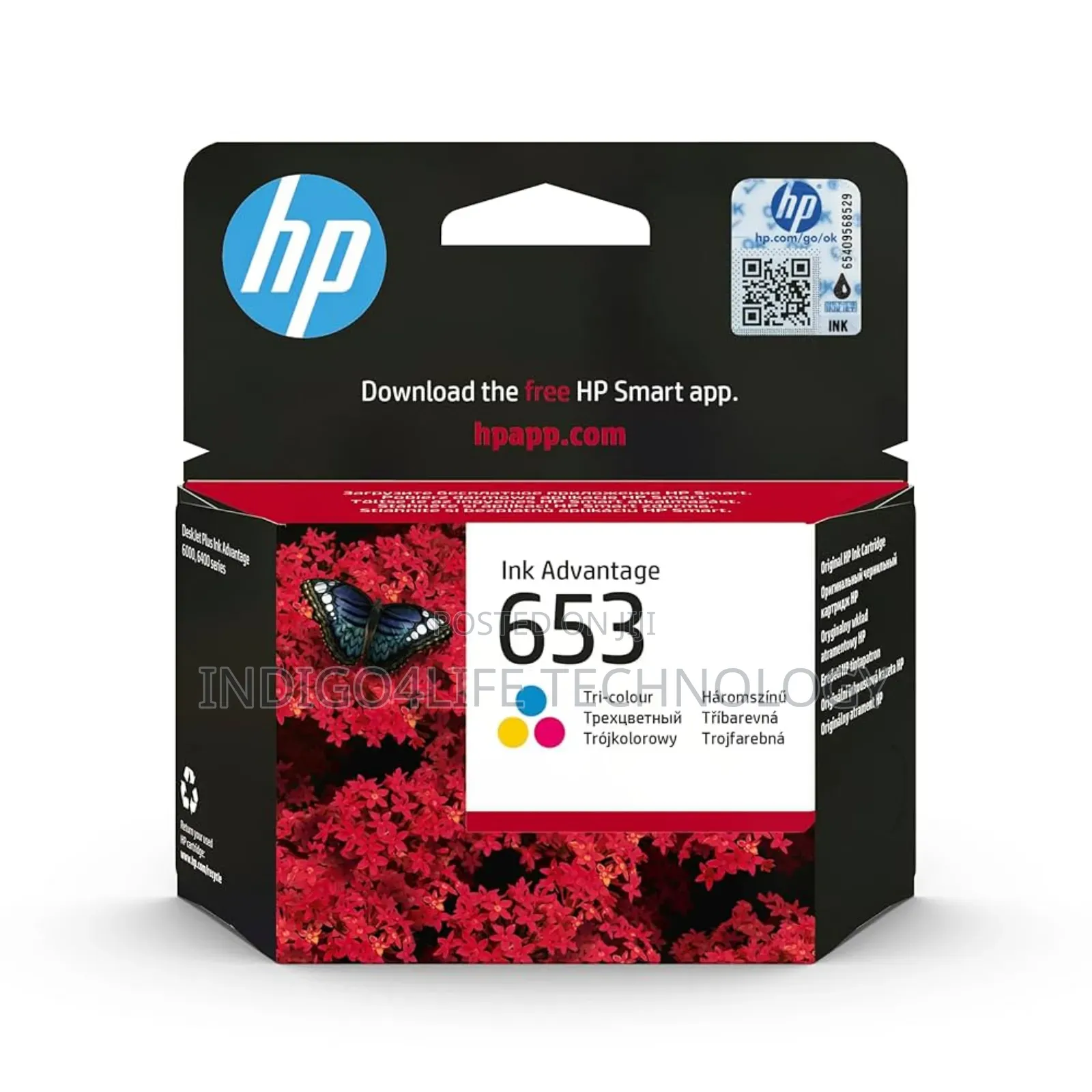 Hp 653 in Black Tri Colours Cyan Magenta Yellow