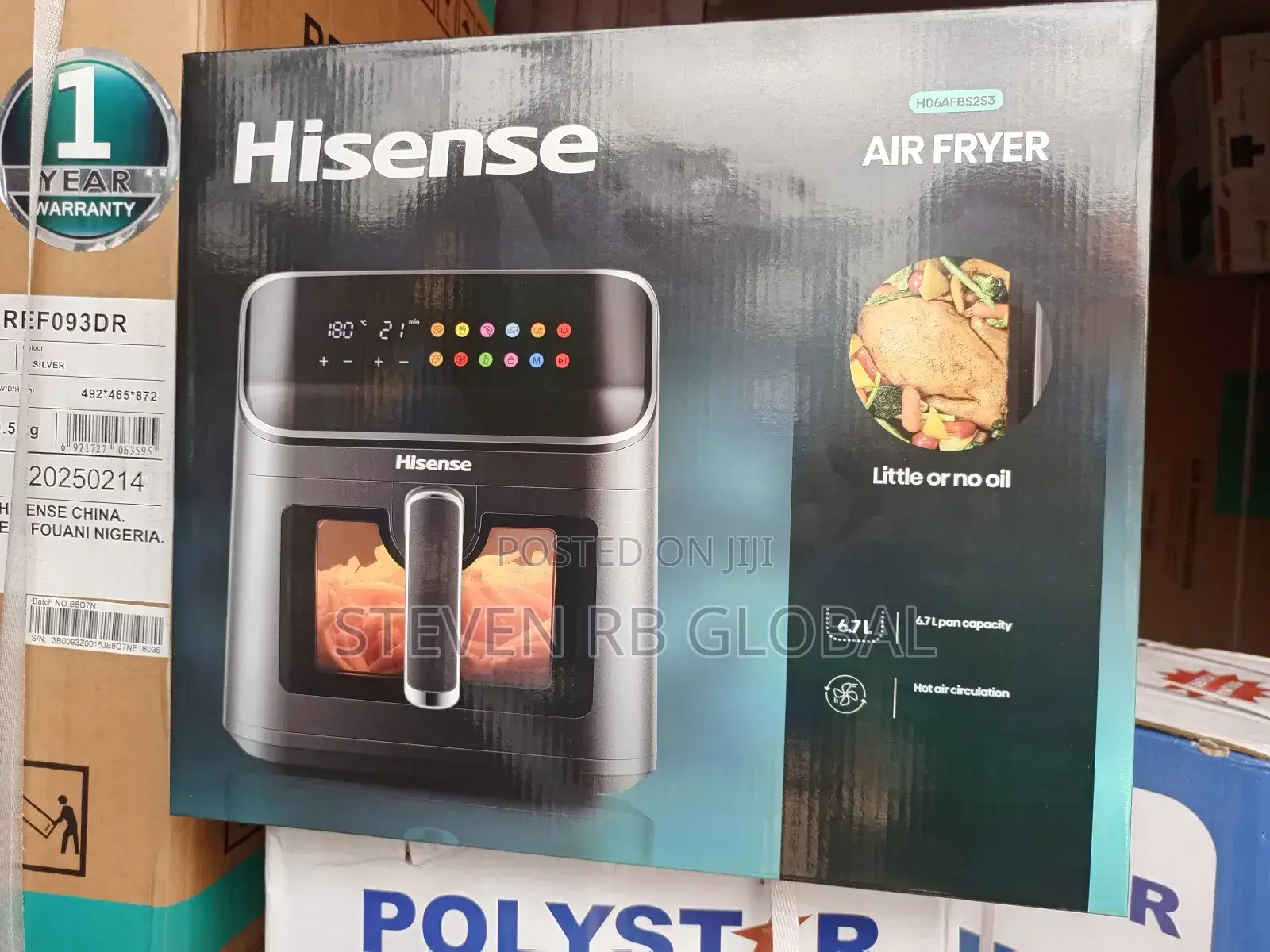Hisense Air Fryer 6.7l Pot 5l Basket |H06afbs2s3