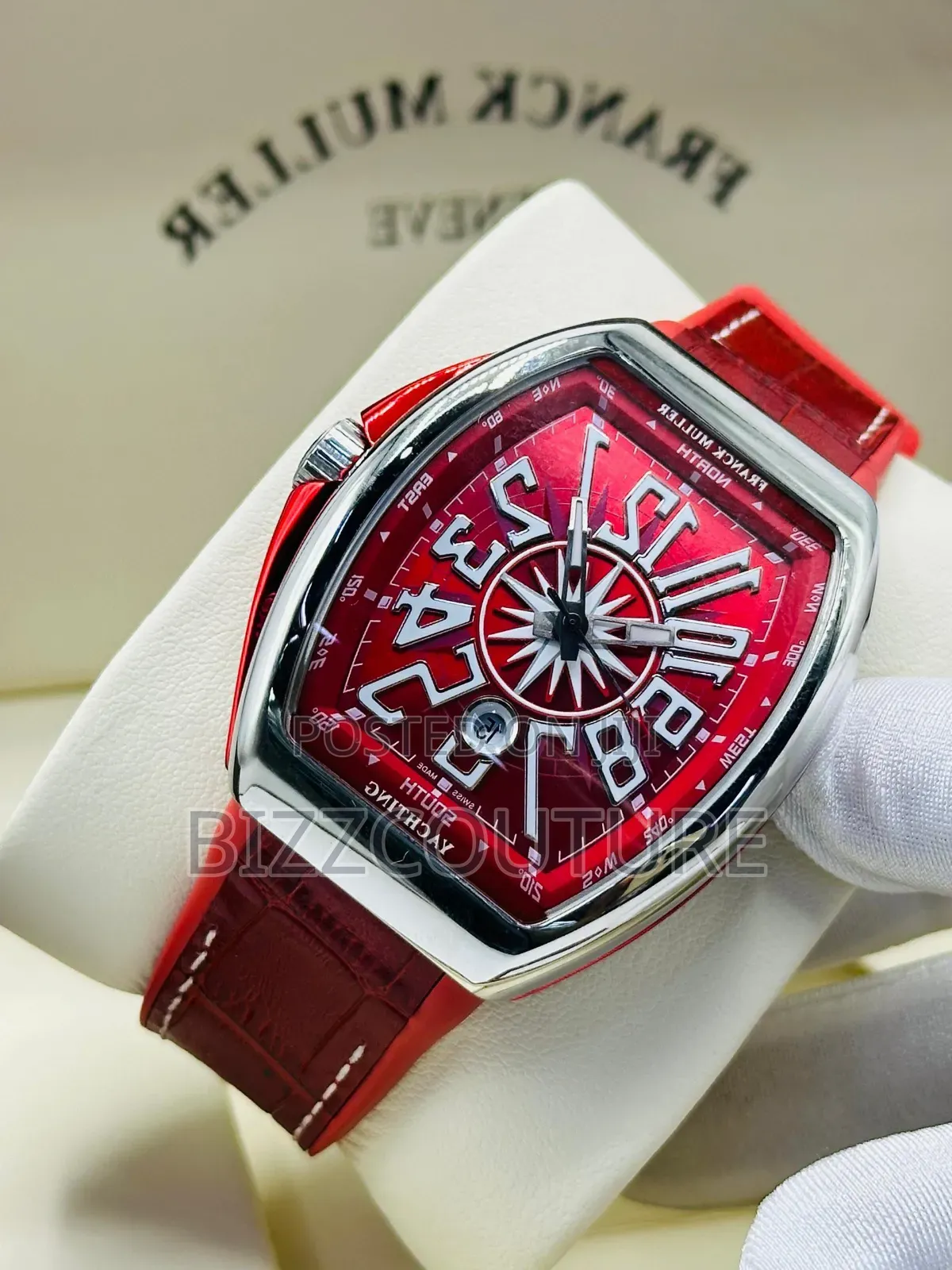 High Quality Franck Muller Red Genuine Leather Strap, Quartz Watch
