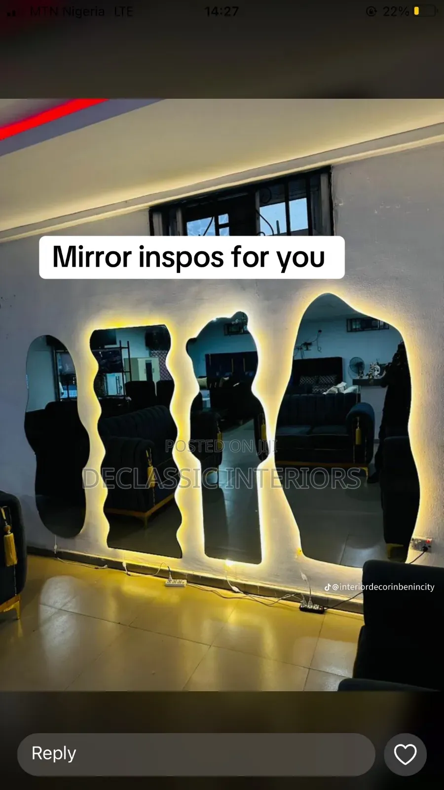 2ft by 6ft Mirror With Led Lighting