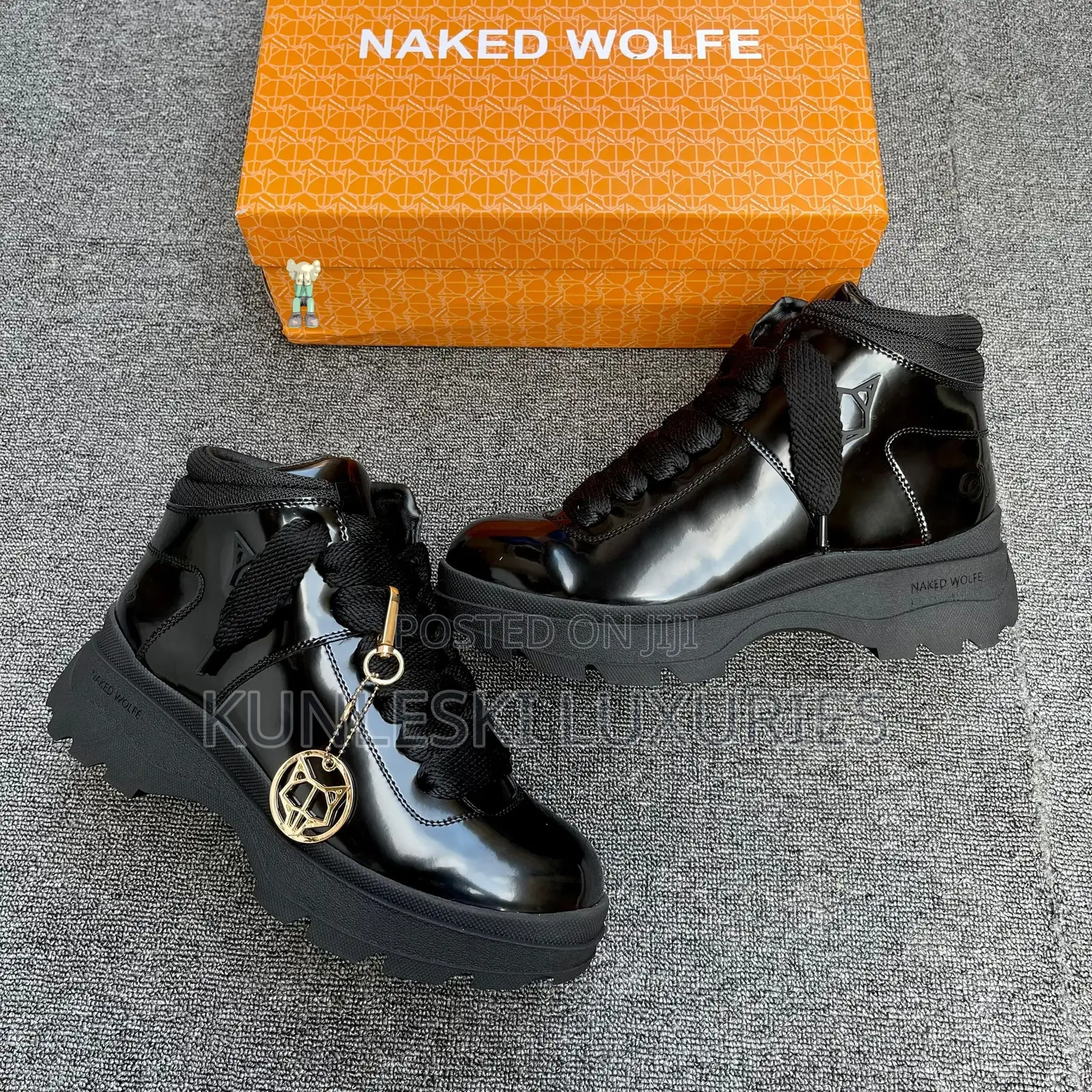 Original Naked Wolfe Black Patent Leather Boot