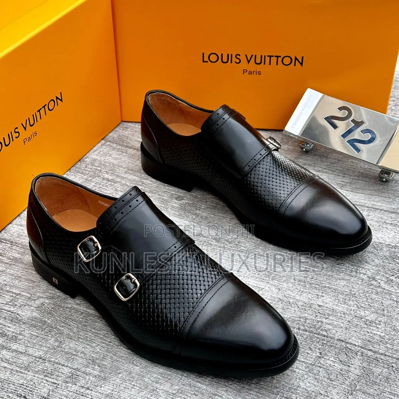 Original Louis Vuitton Black Brown Formal Shoes for Men