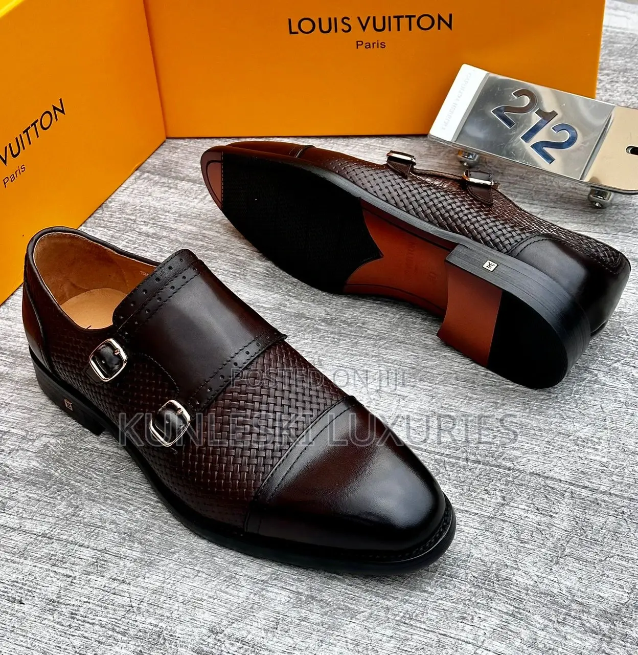 Original Louis Vuitton Black Brown Formal Shoes for Men