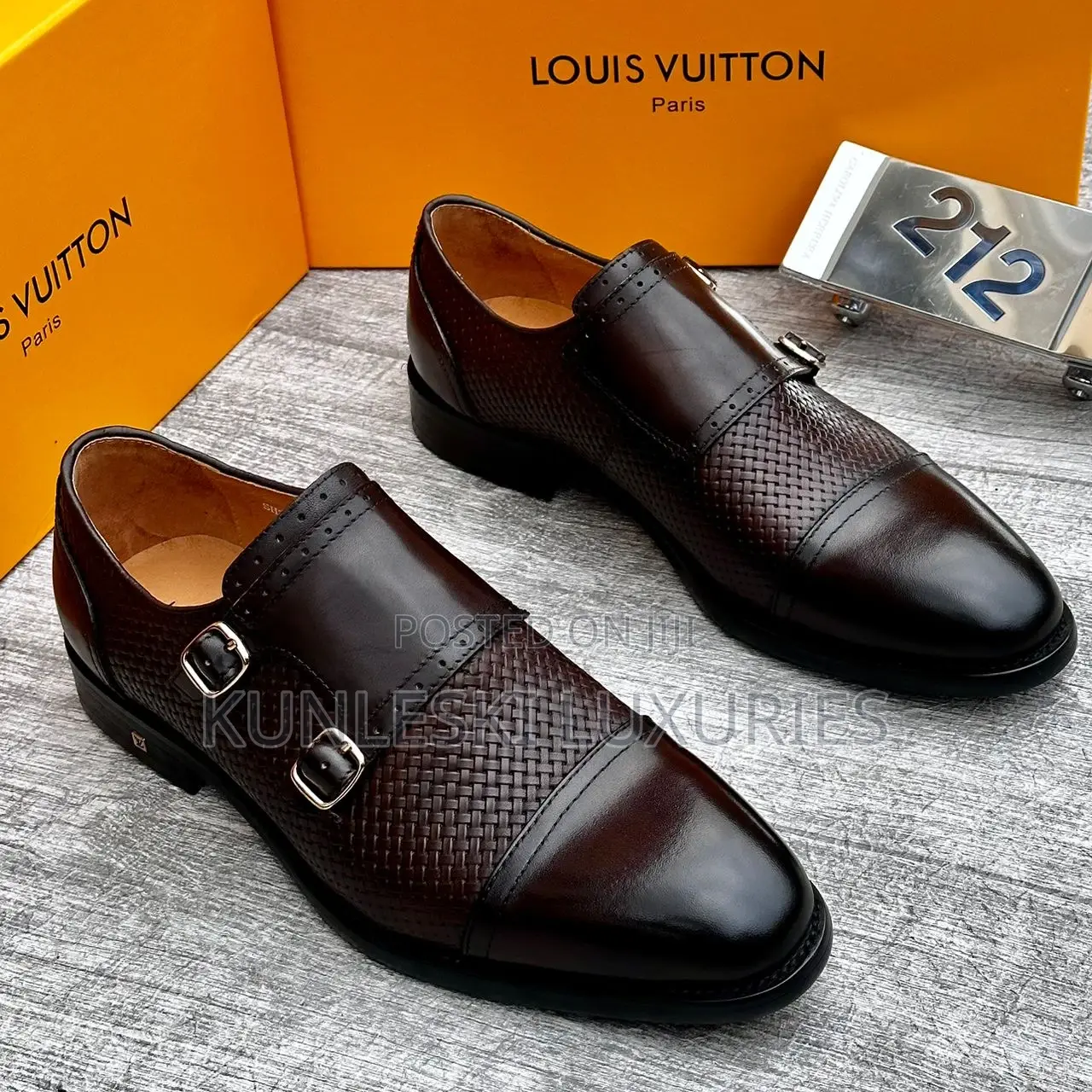 Original Louis Vuitton Black Brown Formal Shoes for Men