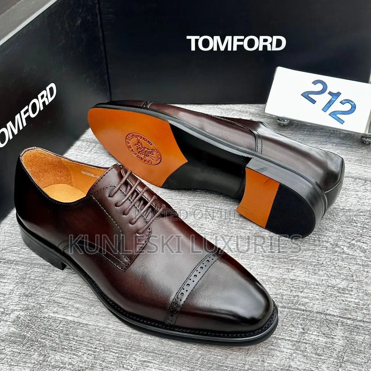 Original Tom Ford Black Brown Oxfords Shoes Collections for Men