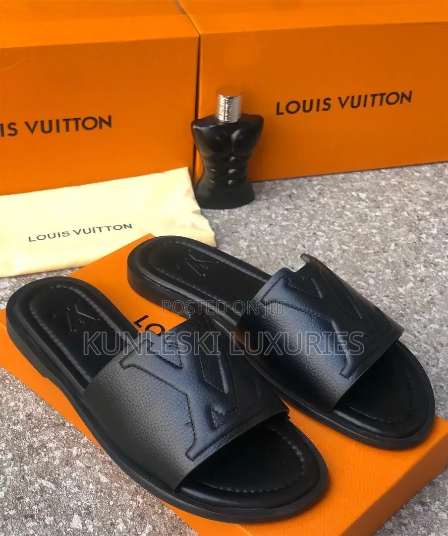 Original Louis Vuitton Leather Slippers in 3 Colors