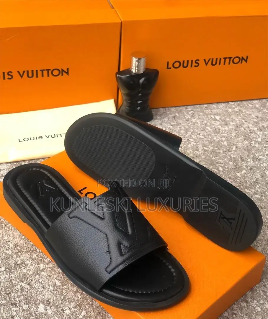 Original Louis Vuitton Leather Slippers in 3 Colors