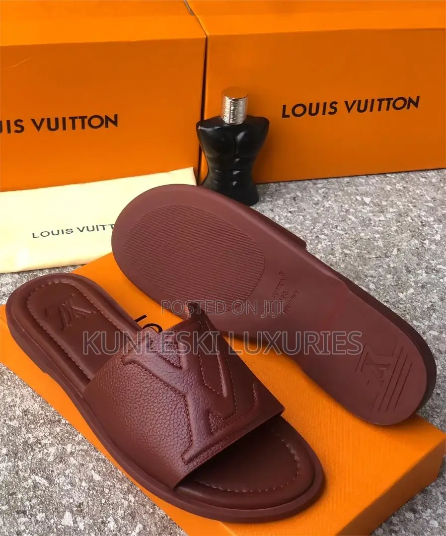 Original Louis Vuitton Leather Slippers in 3 Colors