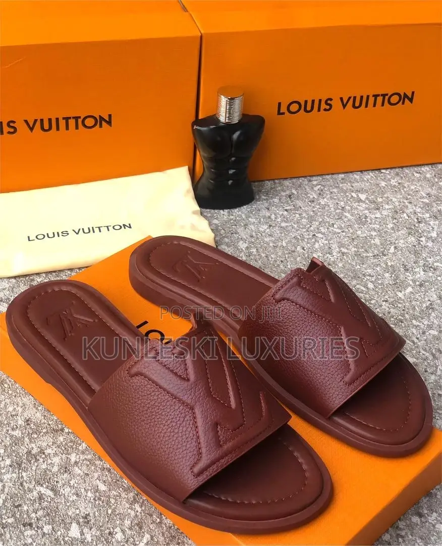 Original Louis Vuitton Leather Slippers in 3 Colors