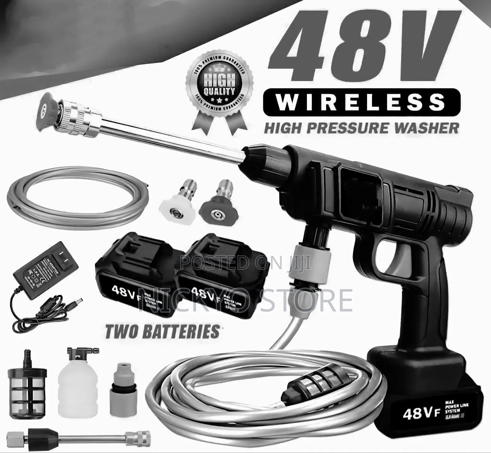 48v Wireless High-Pressure Washer – Two Battery Pack