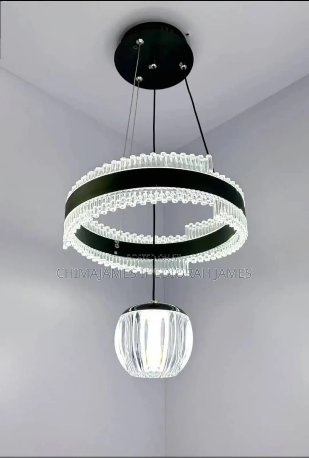 Bedroom Pendant Lamp Postmodern Minimalist Hollow Out Art Lamp Crystal