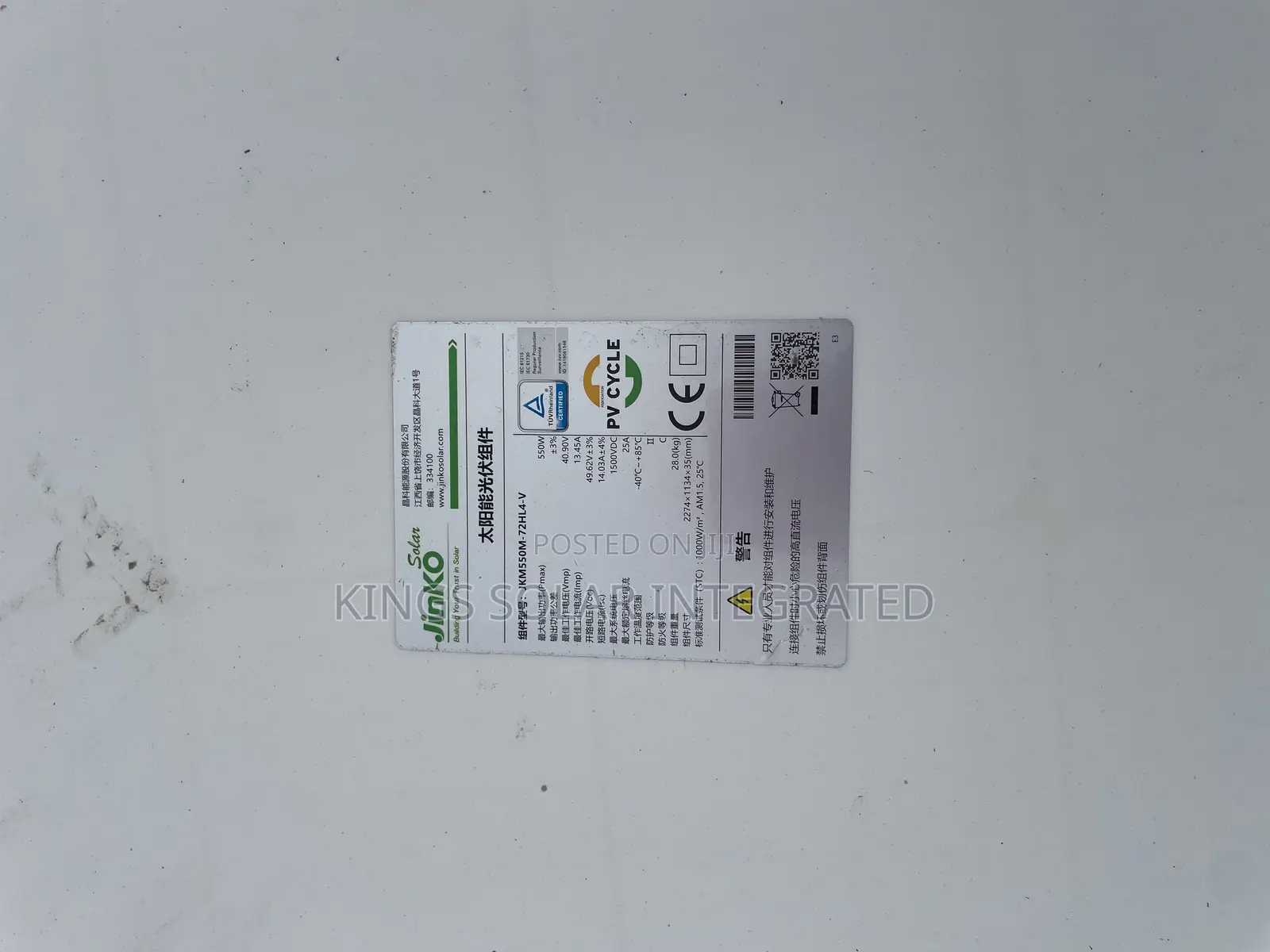Jinko Panel 550watts