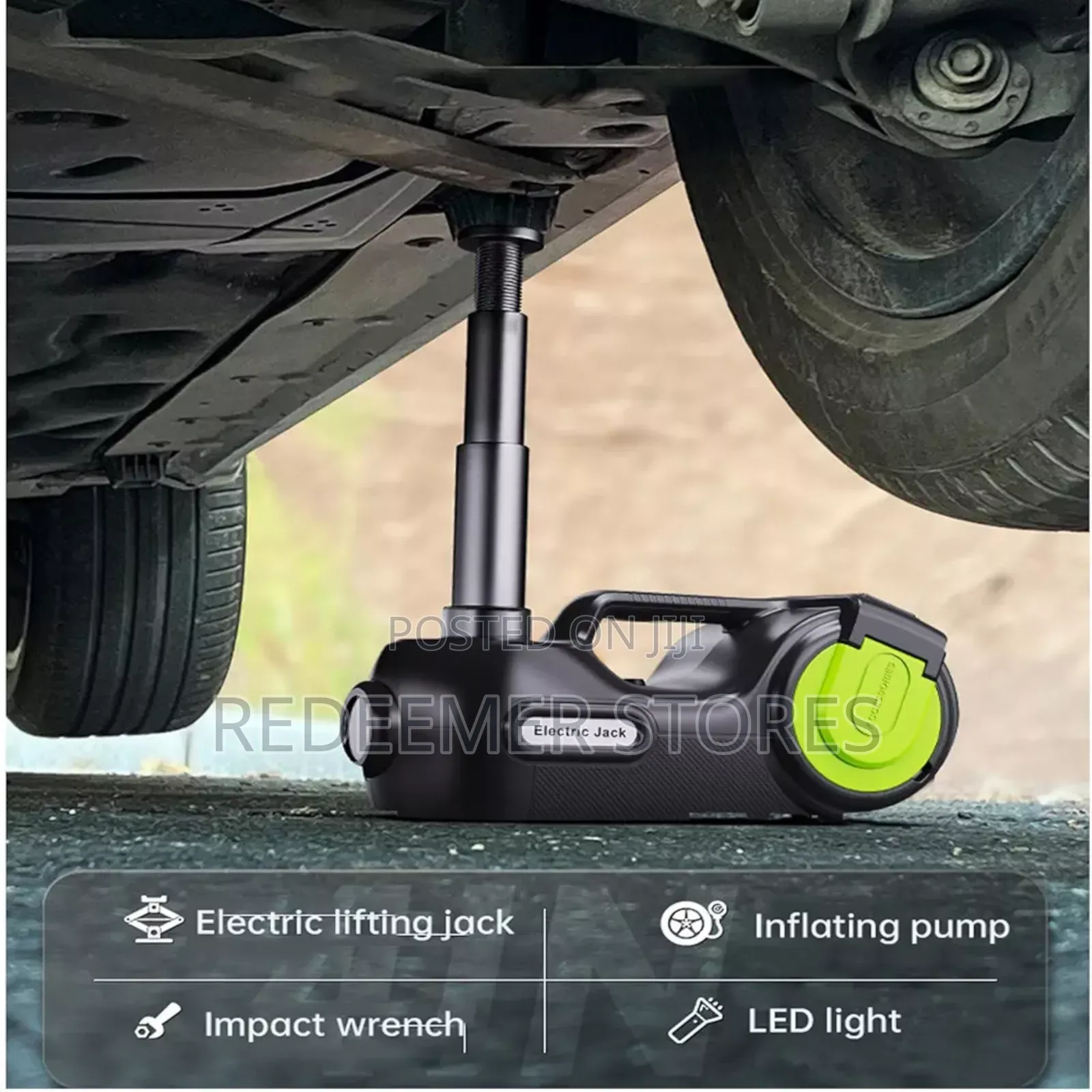 Electric Car Jack Kit + Tire Inflator Pump + Impact Wrench Led Light