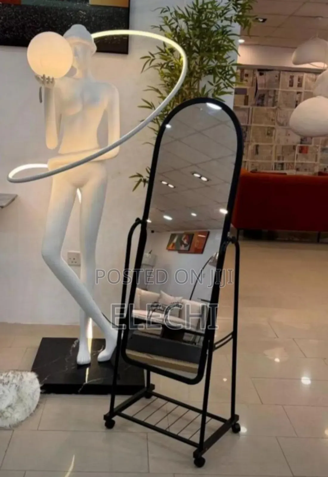 Standing Long Black Frame Mirror