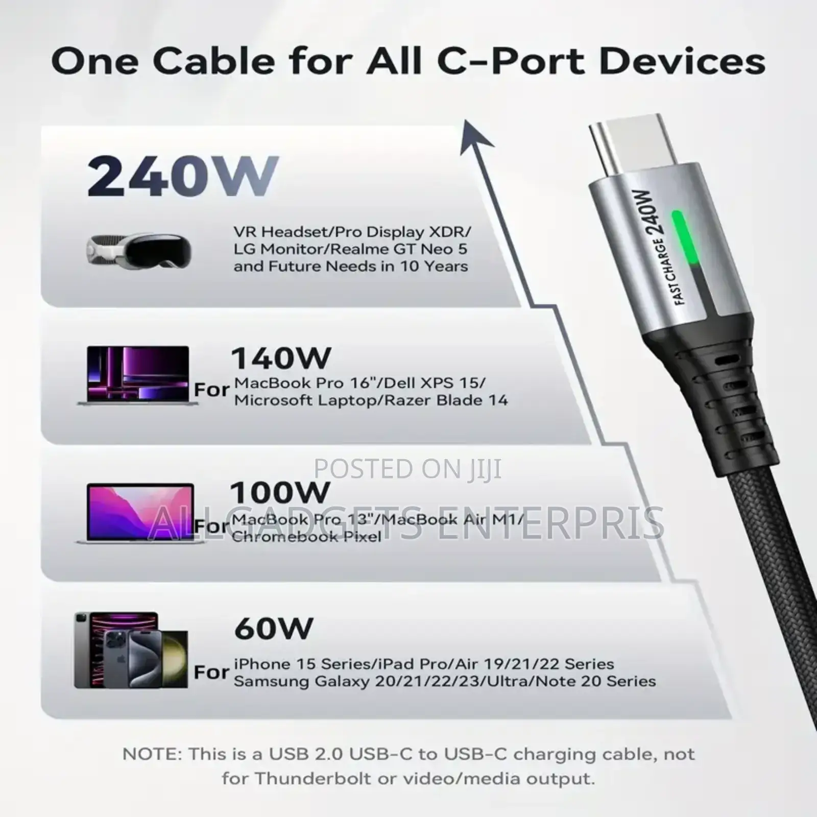 Ldnio 240w Type C to C Cable for Laptop and Phone
