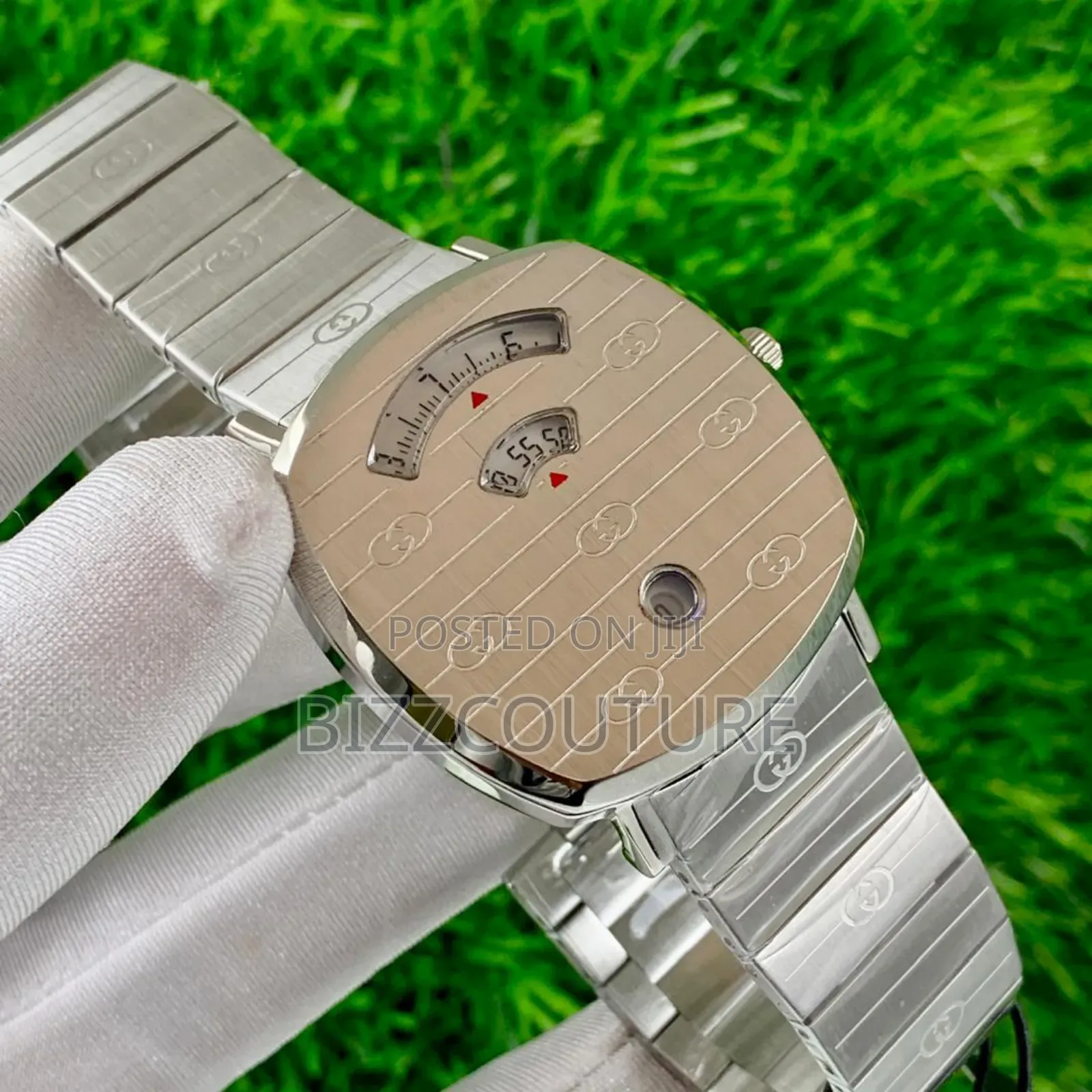 Original Gucci Silver Stainless Steel Calendar Quartz Watch