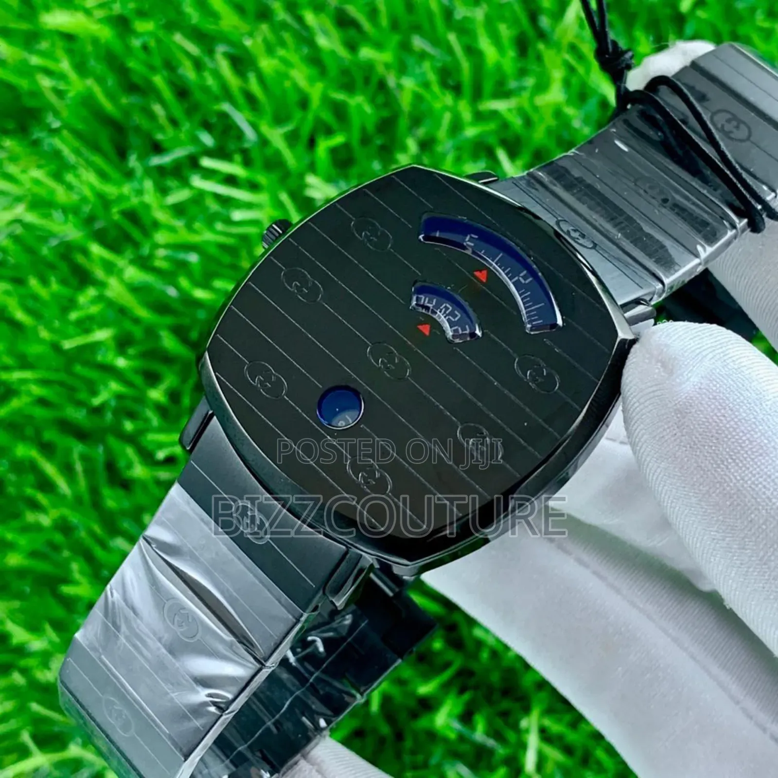 Original Gucci Black Stainless Steel Calendar Quartz Watch