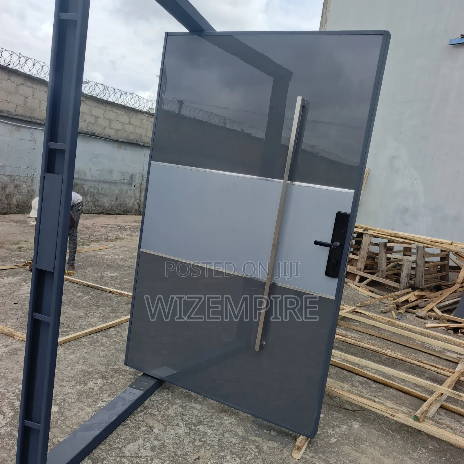 Gray Security Turkey Pivot Doors With Smart Lock Available